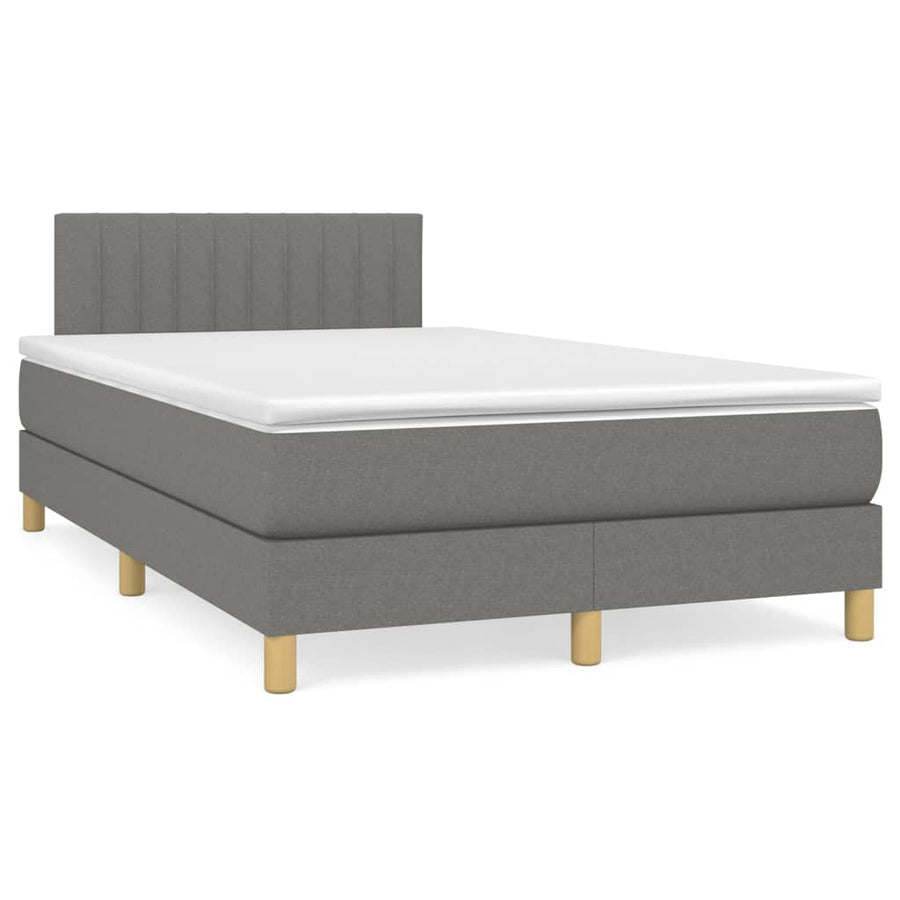 Boxspring Met Matras Stof Donkergrijs 120 x 200 cm Verticale strepen