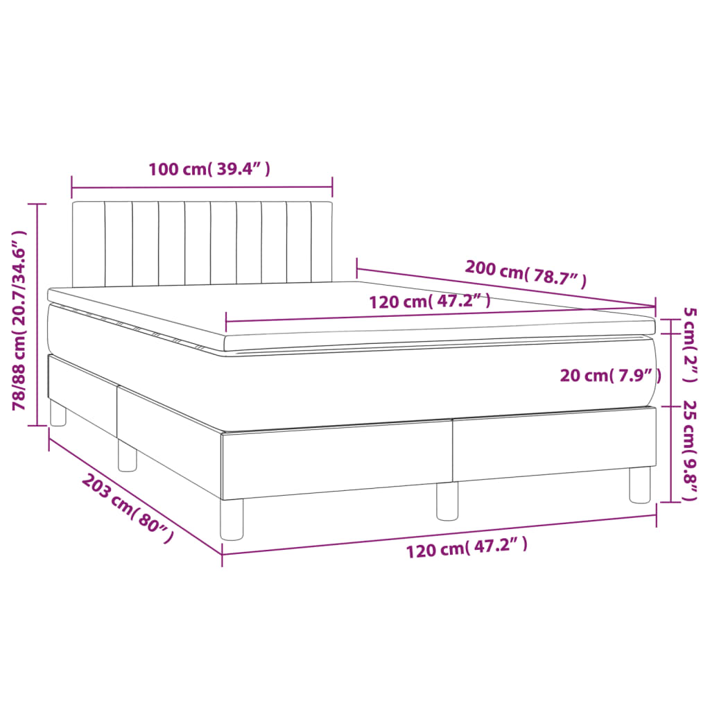 Boxspring met matras stof crèmekleurig 120x200 cm 120 x 200 cm Crème