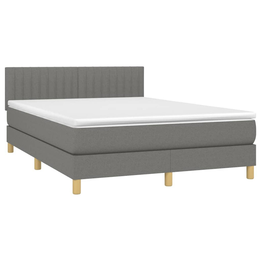 Boxspring met matras stof donkergrijs 140x190 cm 140 x 190 cm Donkergrijs