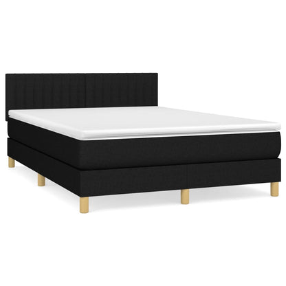 Boxspring Met Matras Stof Zwart 140 x 190 cm Verticale strepen