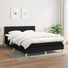 Boxspring Met Matras Stof Zwart 140 x 190 cm Verticale strepen