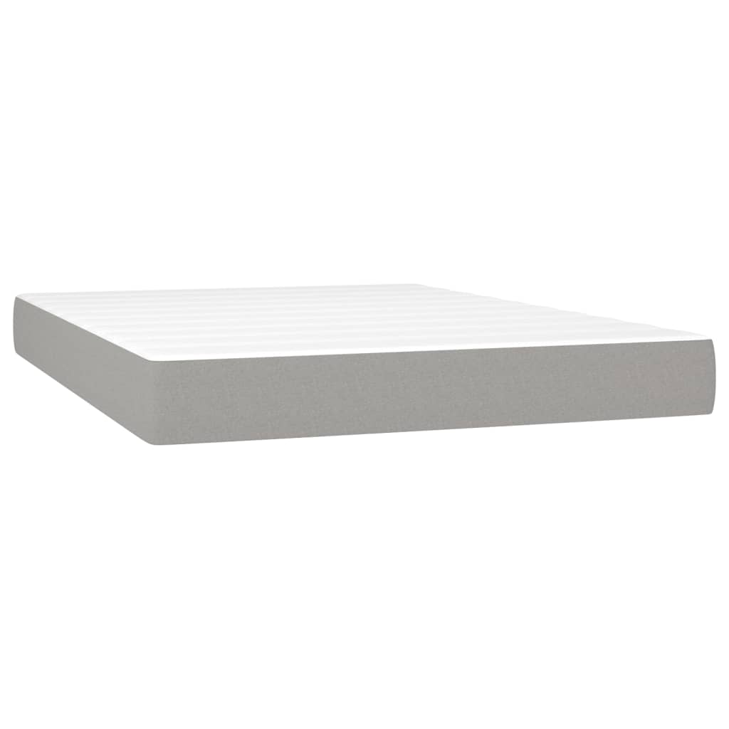 Boxspring Met Matras Stof Lichtgrijs 140 x 200 cm Verticale strepen