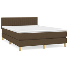 Boxspring Met Matras Stof Donkerbruin 140 x 200 cm Verticale strepen