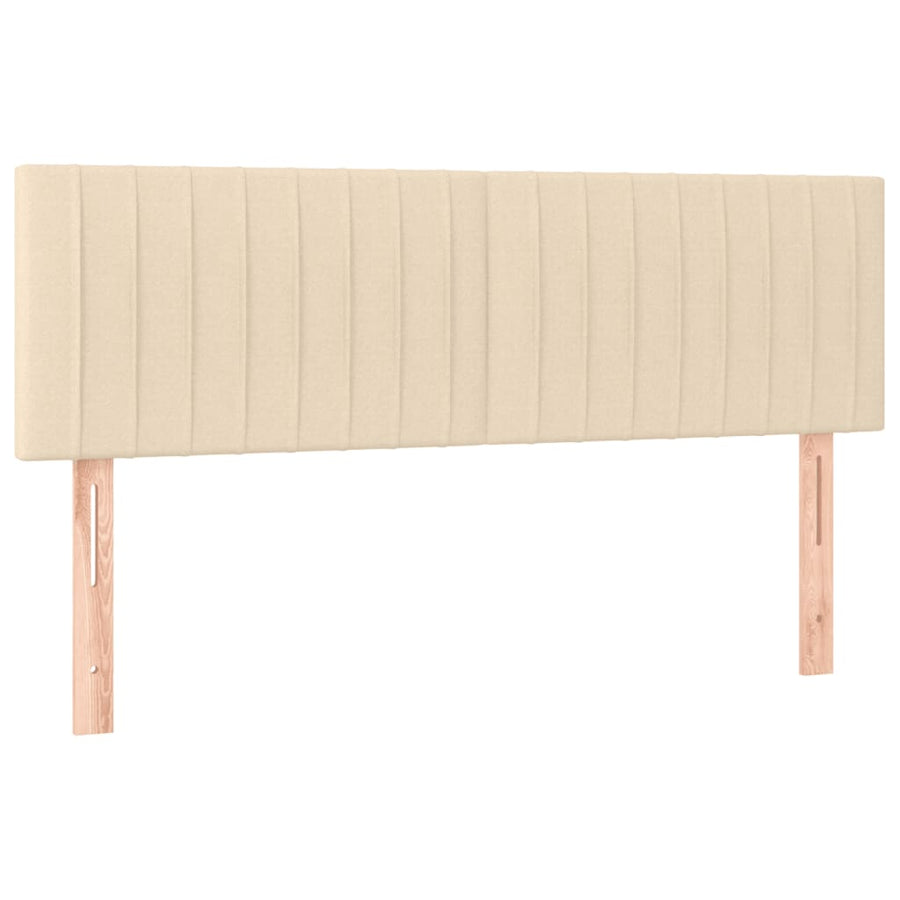 Boxspring met matras stof crèmekleurig 140x200 cm 140 x 200 cm Verticale strepen