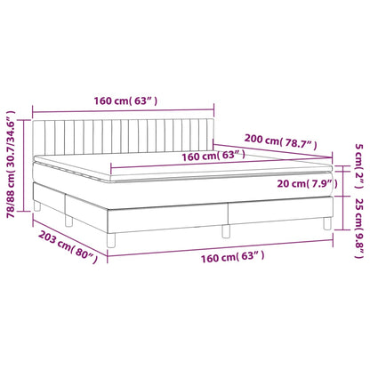 Boxspring Met Matras Stof Lichtgrijs 160 x 200 cm Verticale strepen