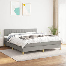 Boxspring Met Matras Stof Lichtgrijs 160 x 200 cm Verticale strepen