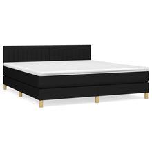 Boxspring Met Matras Stof Zwart 160 x 200 cm Verticale strepen