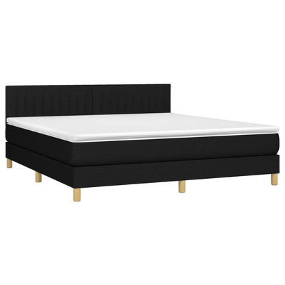 Boxspring Met Matras Stof Zwart 160 x 200 cm Verticale strepen