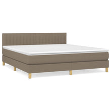 Boxspring Met Matras Stof Taupe 160 x 200 cm Verticale strepen