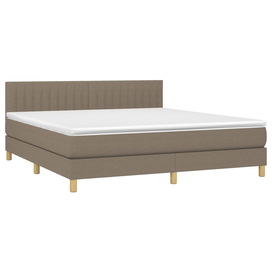 Boxspring Met Matras Stof Taupe 160 x 200 cm Verticale strepen