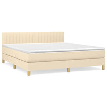 Boxspring Met Matras Stof Kleurig Crème 160 x 200 cm Verticale strepen