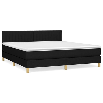 Boxspring Met Matras Stof Zwart 180 x 200 cm Verticale strepen
