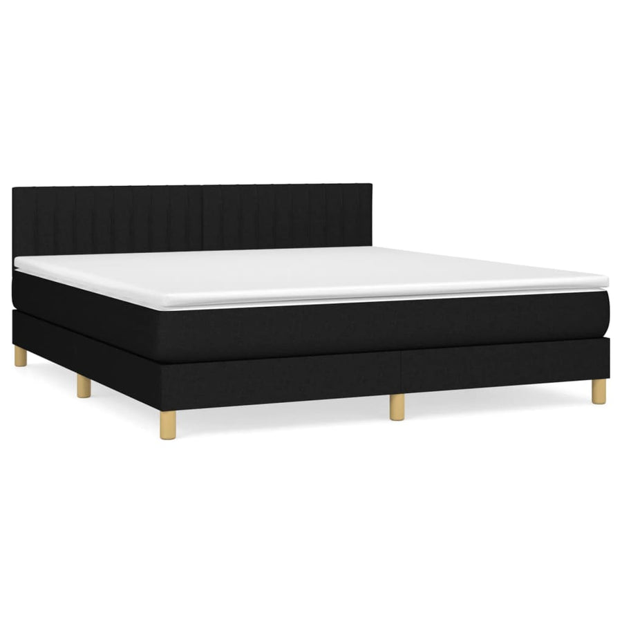 Boxspring Met Matras Stof Zwart 180 x 200 cm Verticale strepen