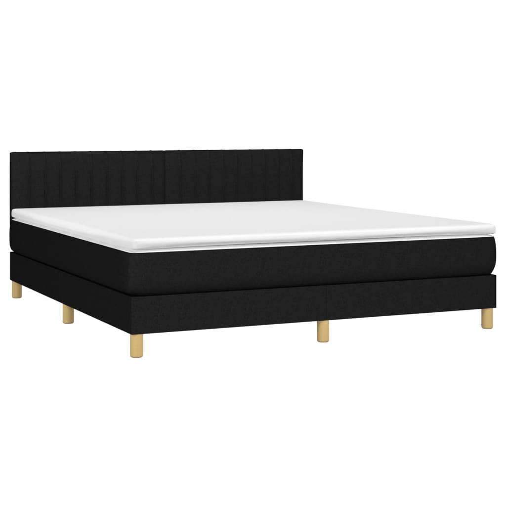 Boxspring Met Matras Stof Zwart 180 x 200 cm Verticale strepen