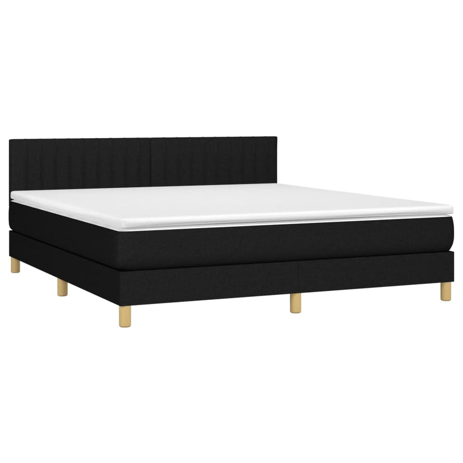 Boxspring Met Matras Stof Zwart 180 x 200 cm Verticale strepen