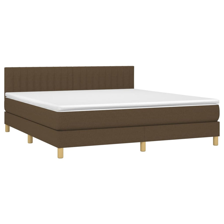 Boxspring Met Matras Stof Donkerbruin 180 x 200 cm Verticale strepen