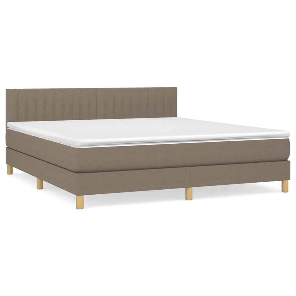 Boxspring Met Matras Stof Taupe 180 x 200 cm Verticale strepen
