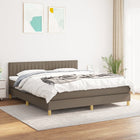 Boxspring Met Matras Stof Taupe 180 x 200 cm Verticale strepen