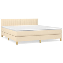 Boxspring Met Matras Stof Crèmekleurig 180X200 Cm 180 x 200 cm Verticale strepen