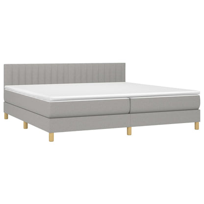 Boxspring Met Matras Stof Lichtgrijs 200 x 200 cm Verticale strepen