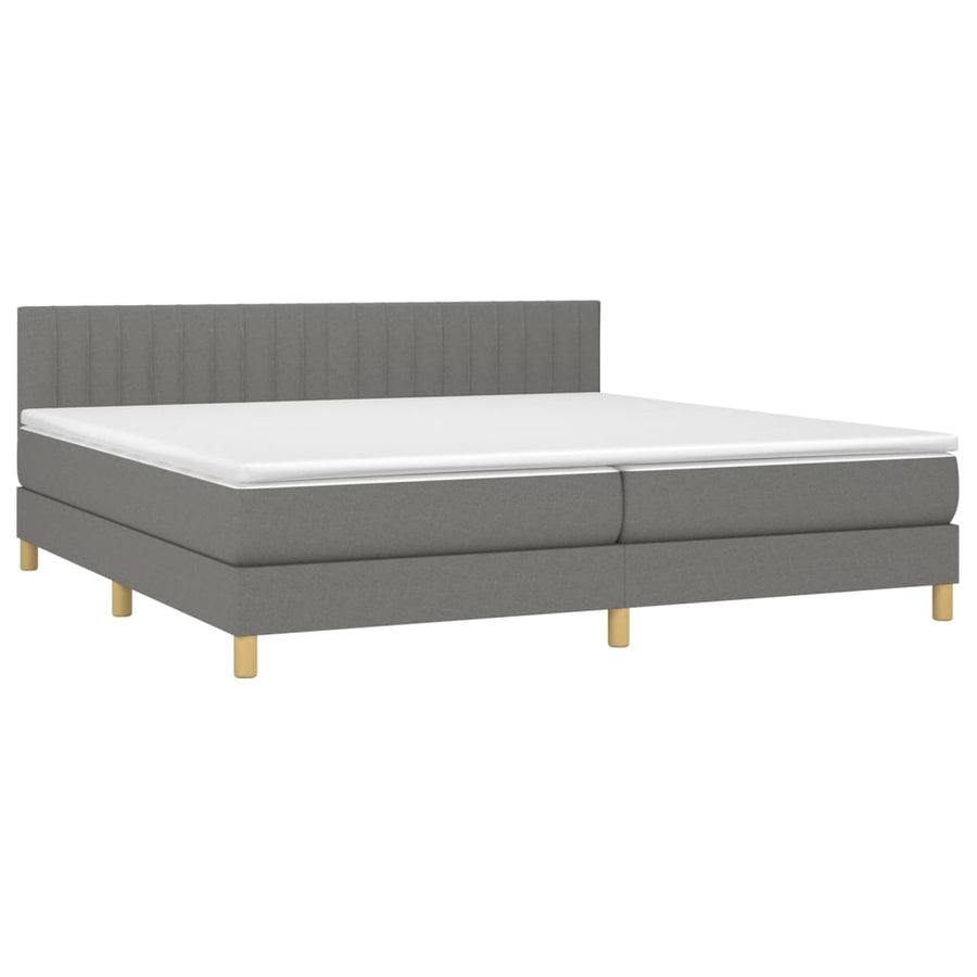 Boxspring Met Matras Stof Donkergrijs 200 x 200 cm Verticale strepen