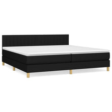 Boxspring Met Matras Stof Zwart 200 x 200 cm Verticale strepen
