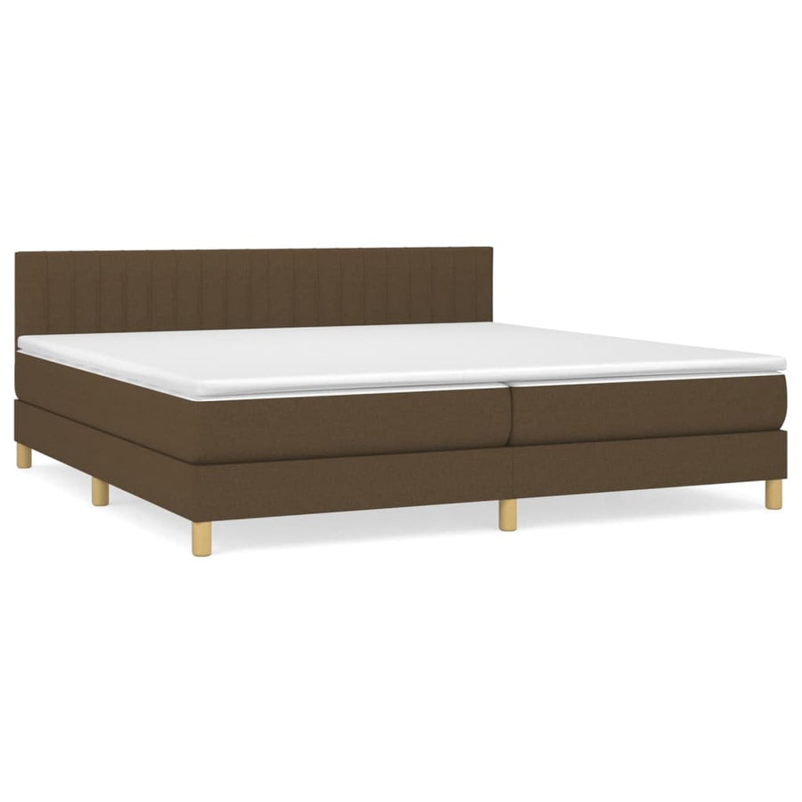 Boxspring Met Matras Stof Donkerbruin 200 x 200 cm Verticale strepen