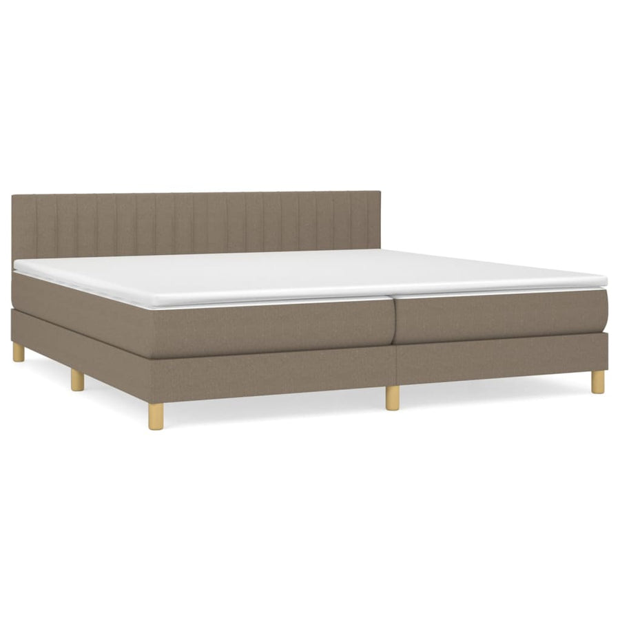 Boxspring Met Matras Stof Taupe 200 x 200 cm Verticale strepen