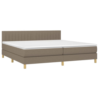 Boxspring Met Matras Stof Taupe 200 x 200 cm Verticale strepen