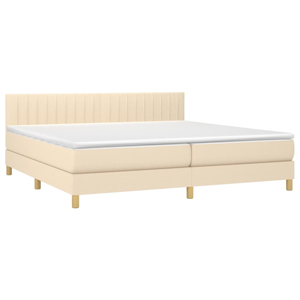 Boxspring Met Matras Stof Kleurig Crème 200 x 200 cm Verticale strepen
