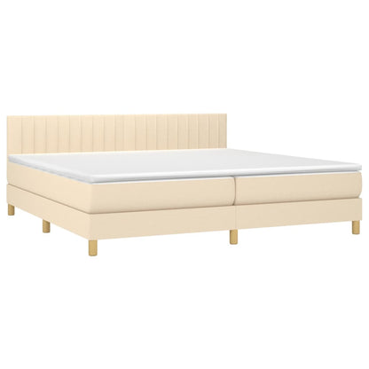 Boxspring Met Matras Stof Kleurig Crème 200 x 200 cm Verticale strepen