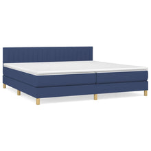 Boxspring Met Matras Stof Blauw 200 x 200 cm Verticale strepen