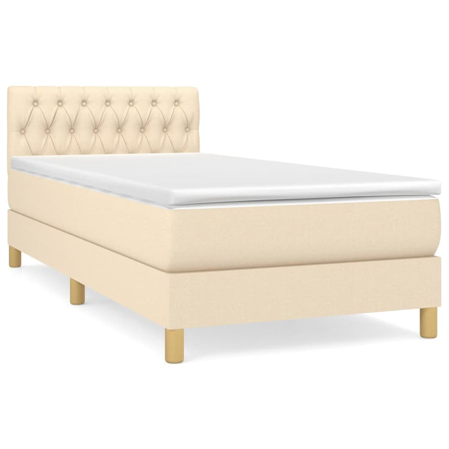 Boxspring met matras stof crèmekleurig 80x200 cm 80 x 200 cm Crème