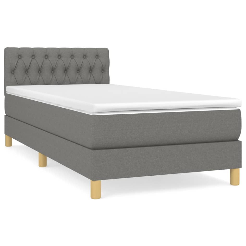 Boxspring Met Matras Stof Donkergrijs 90 x 190 cm Getuft ontwerp