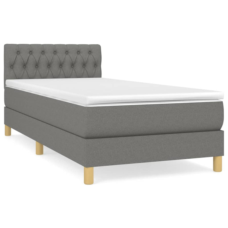 Boxspring Met Matras Stof Donkergrijs 90 x 190 cm Getuft ontwerp