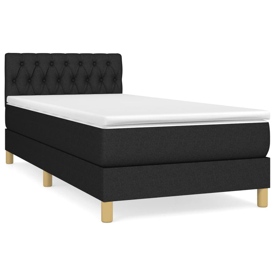 Boxspring Met Matras Stof Zwart 90 x 190 cm Getuft ontwerp