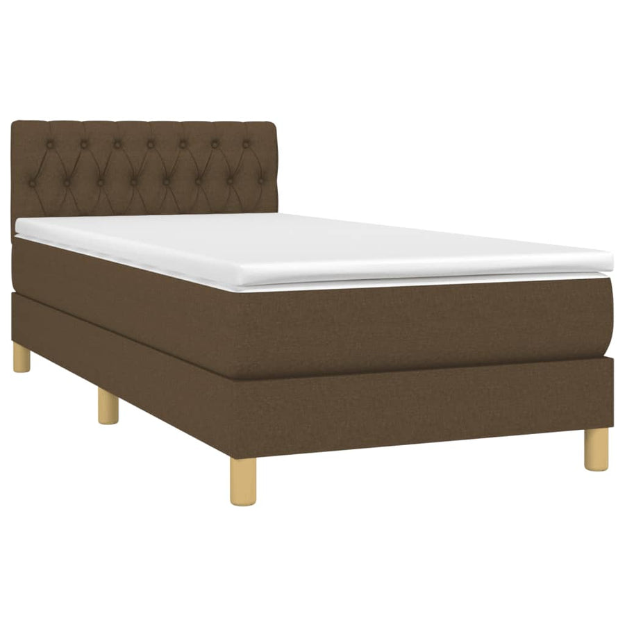Boxspring Met Matras Stof Donkerbruin 90 x 190 cm Getuft ontwerp