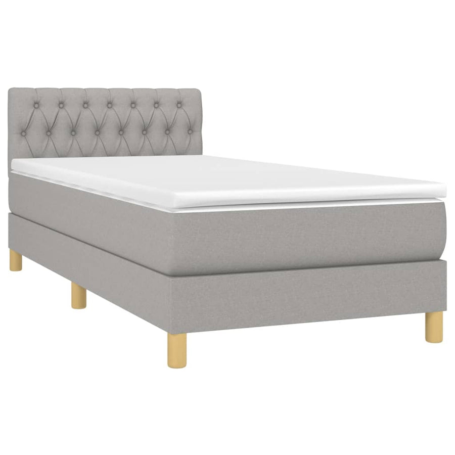 Boxspring Met Matras Stof Lichtgrijs 100X200 Cm Lichtgrijs 100 x 200 cm Getuft ontwerp
