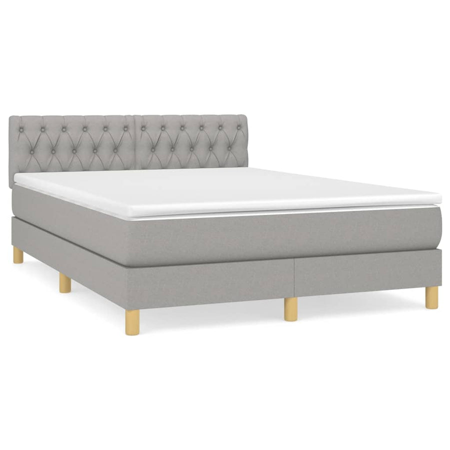 Boxspring Met Matras Stof Lichtgrijs 140 x 190 cm Getuft ontwerp
