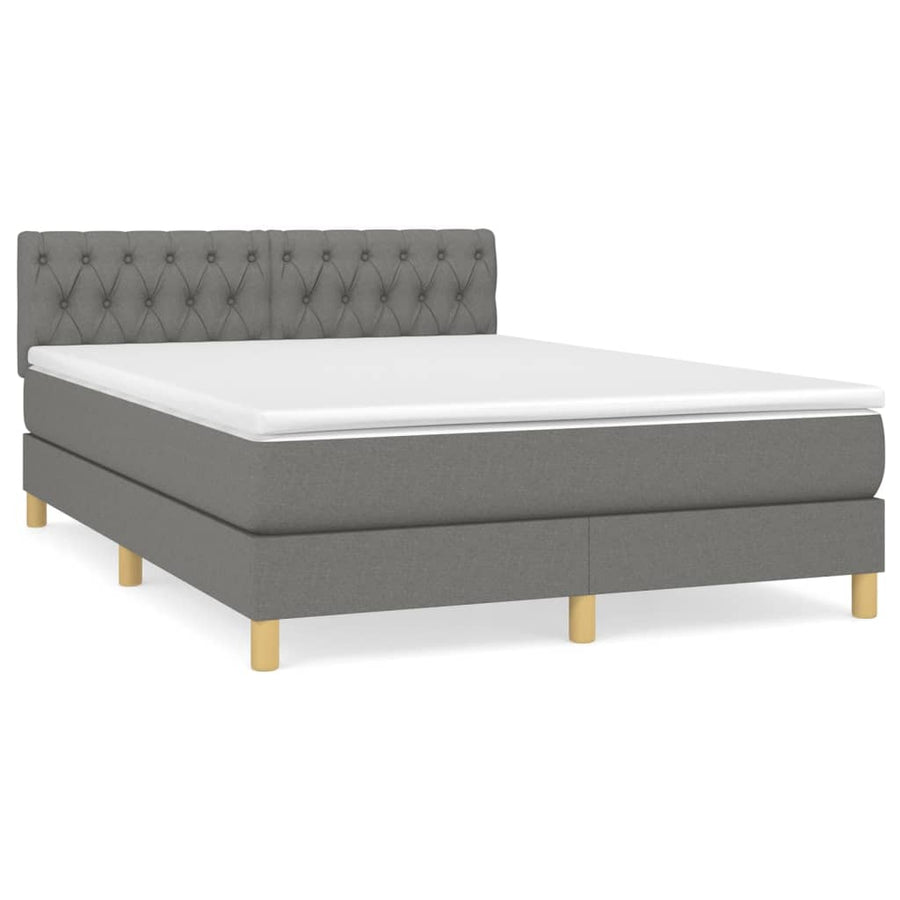 Boxspring Met Matras Stof Donkergrijs 140 x 190 cm Getuft ontwerp