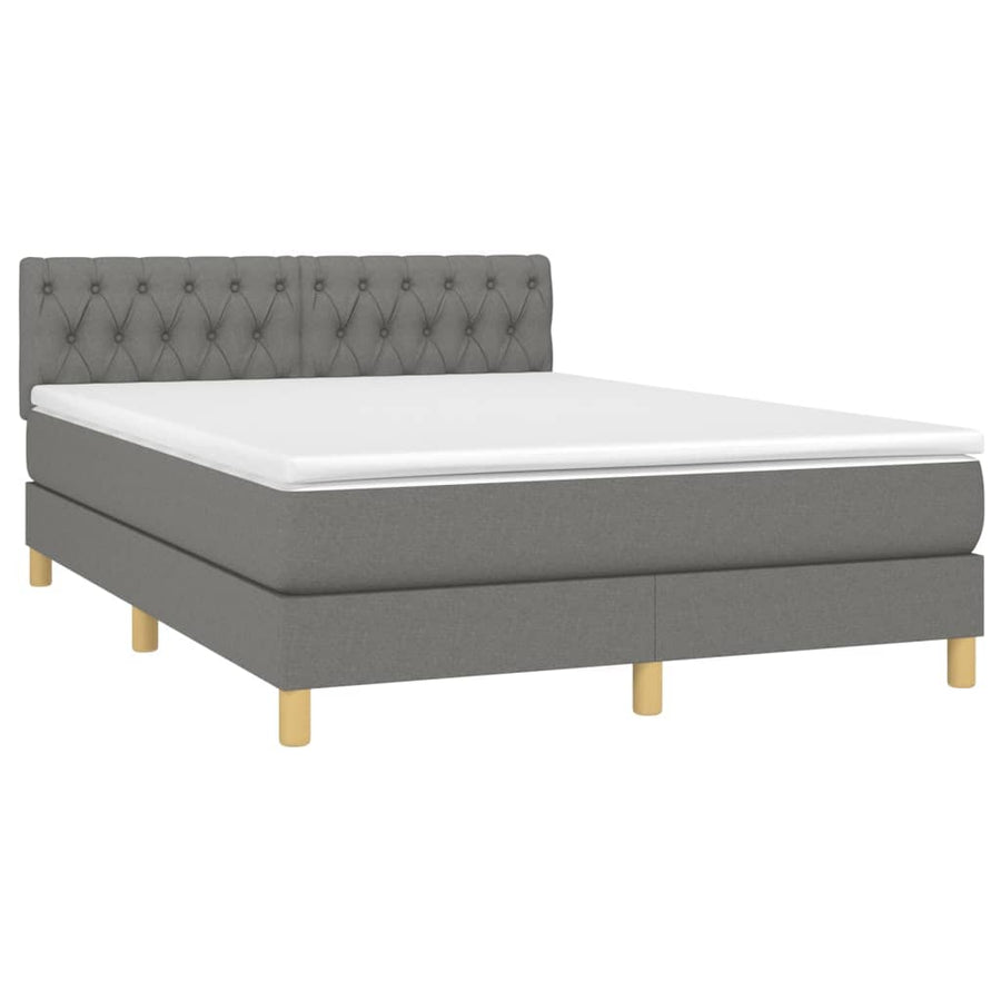 Boxspring Met Matras Stof Donkergrijs 140 x 190 cm Getuft ontwerp