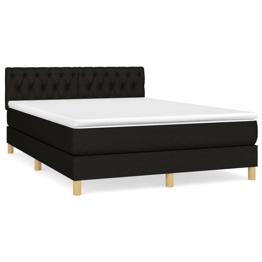 Boxspring Met Matras Stof Zwart 140 x 190 cm Getuft ontwerp
