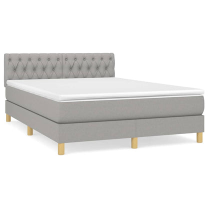 Boxspring Met Matras Stof Lichtgrijs 140 x 200 cm Getuft ontwerp