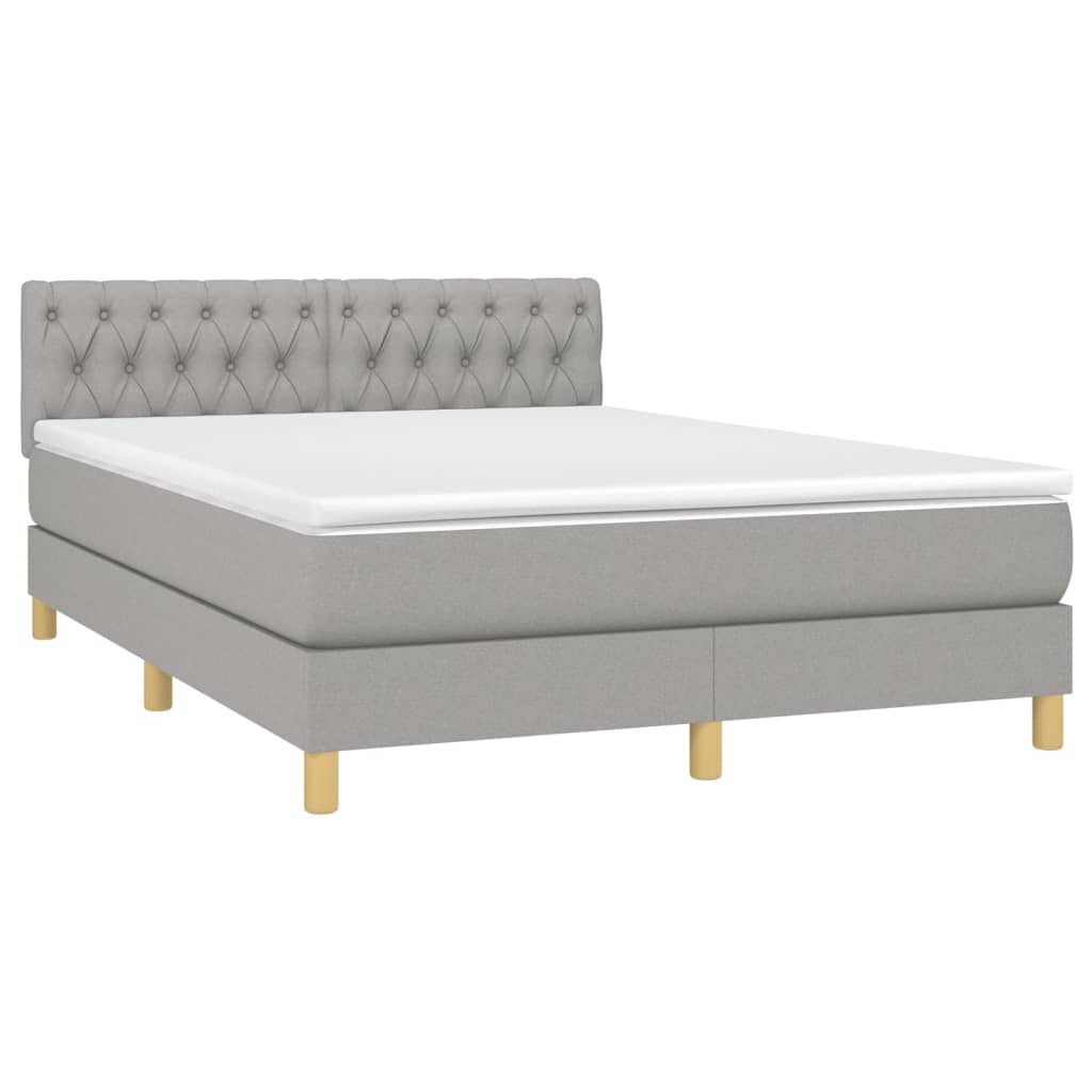 Boxspring Met Matras Stof Lichtgrijs 140 x 200 cm Getuft ontwerp