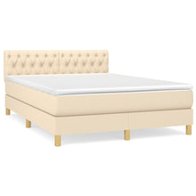 Boxspring met matras stof crèmekleurig 140x200 cm 140 x 200 cm Crème