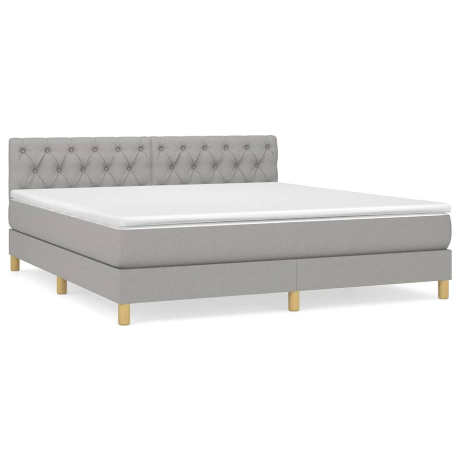 Boxspring Met Matras Stof Lichtgrijs 160 x 200 cm Getuft ontwerp