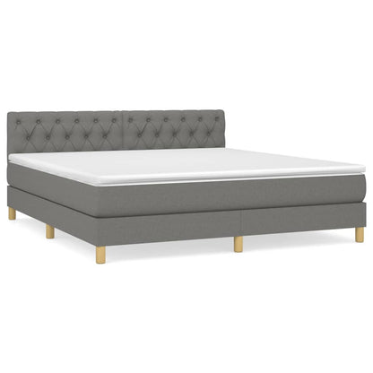 Boxspring Met Matras Stof Donkergrijs 160 x 200 cm Getuft ontwerp