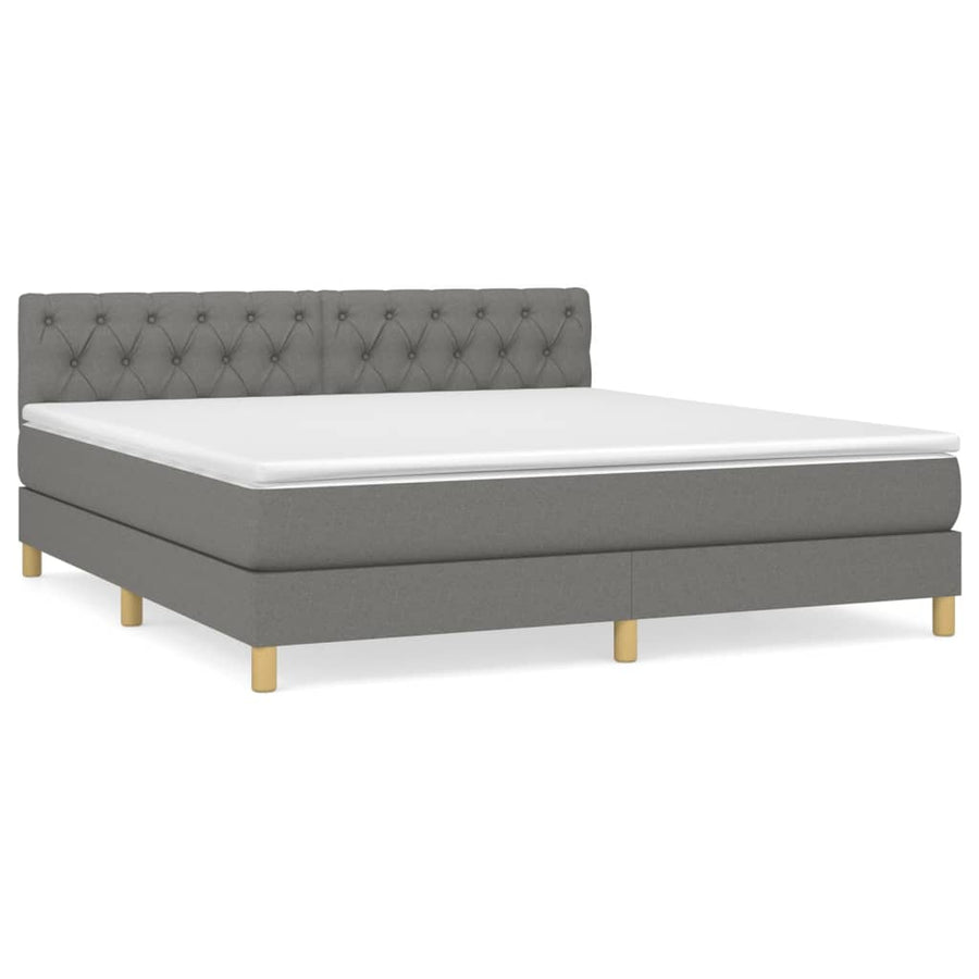 Boxspring Met Matras Stof Donkergrijs 160 x 200 cm Getuft ontwerp