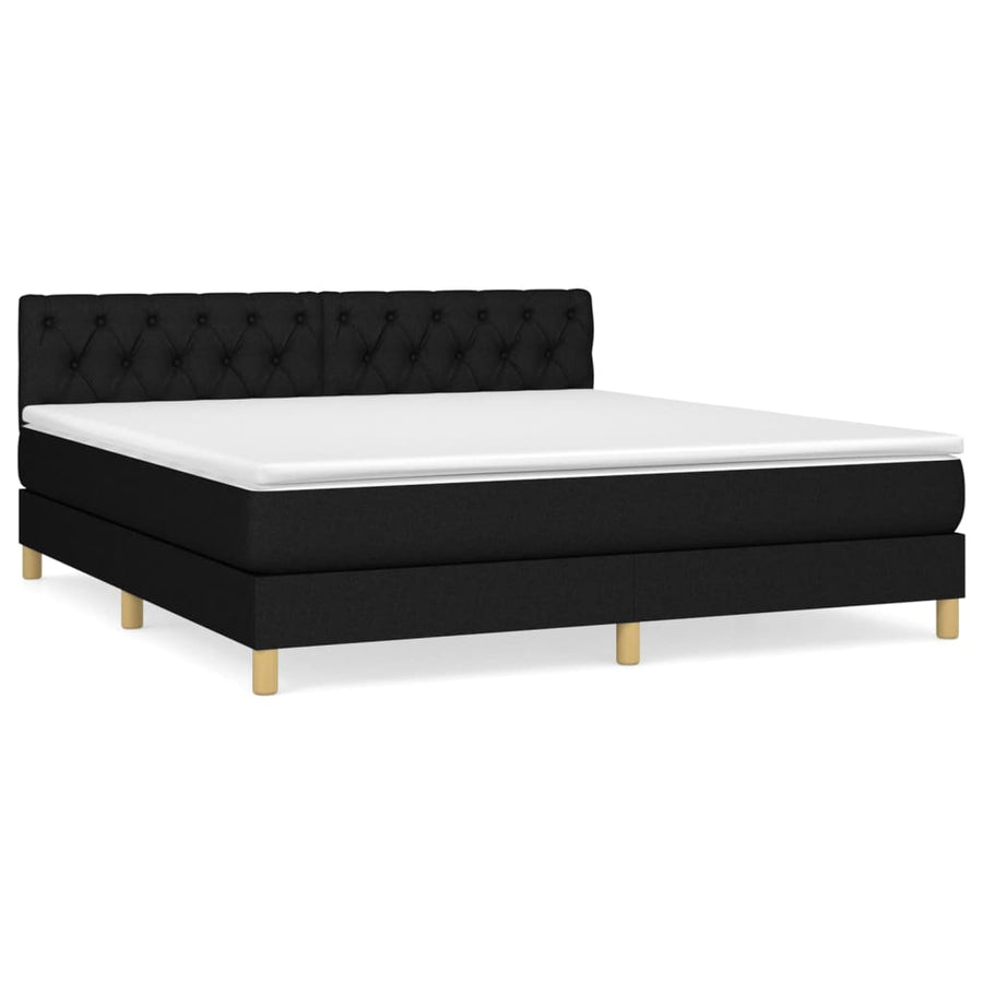 Boxspring Met Matras Stof Zwart 160 x 200 cm Getuft ontwerp