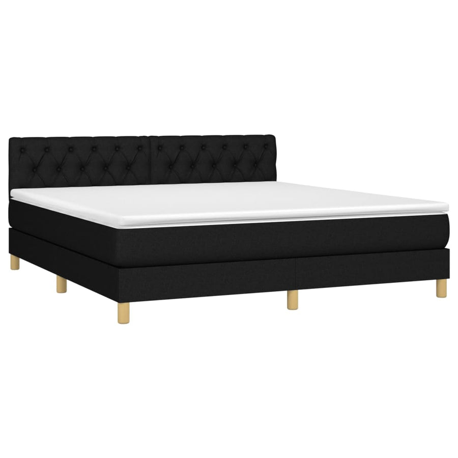 Boxspring Met Matras Stof Zwart 160 x 200 cm Getuft ontwerp